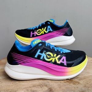HOKA Rocket X2 Women 11.5 Men 10.5 Black Multi Race Running Shoes